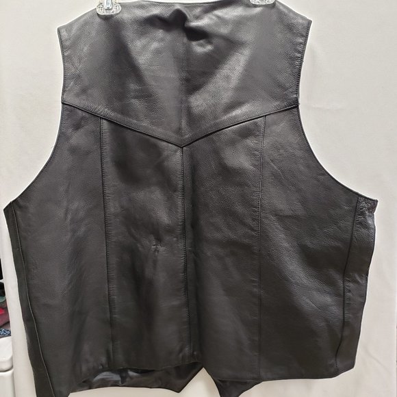 Interstate Leather Black Biker Motorcycle Vest 4XL-T - Picture 2 of 14